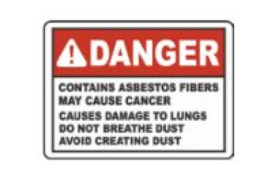 Warning label for something that contains Asbestos