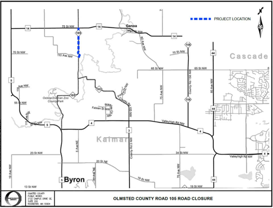 CR 105 Detour Map