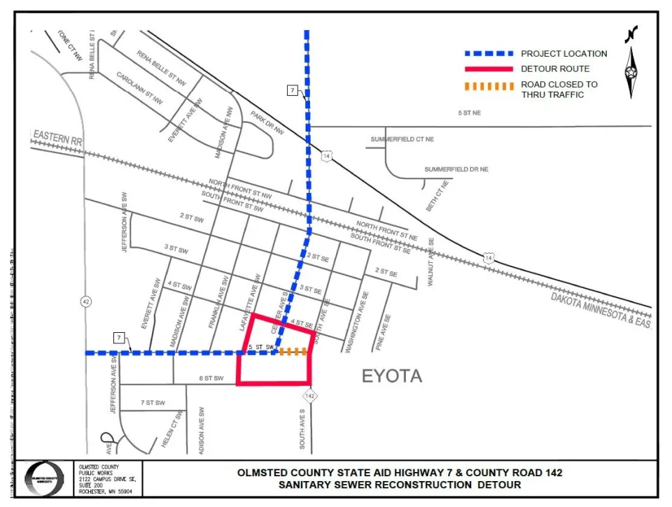 Map of CSAH 7 Mill and Overlay Work