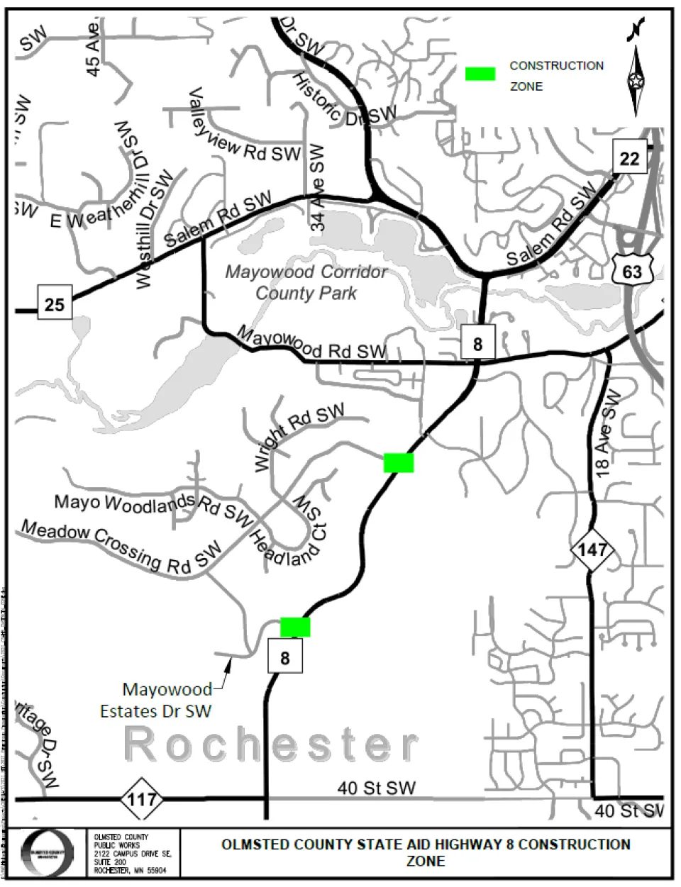 CSAH 8 Construction Map