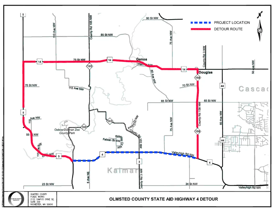 Detour Map for CSAH 4 Construction