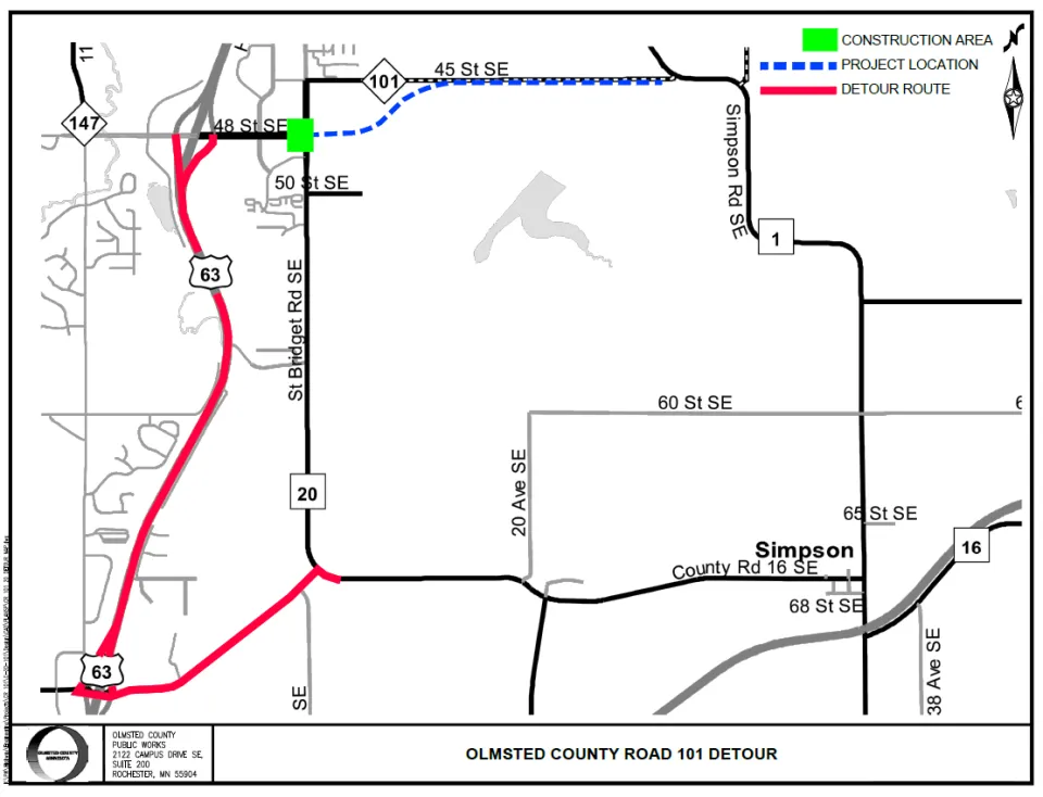 CR 101 Detour Map