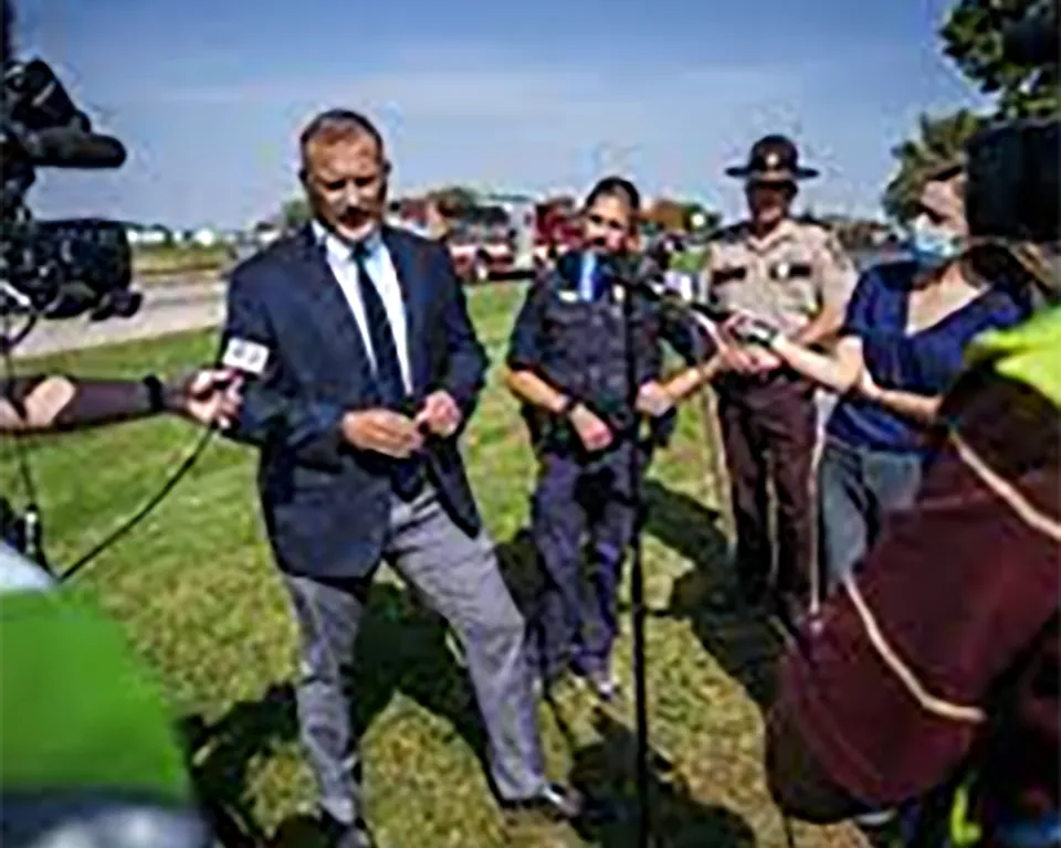 Captain Behrns speaking to the media