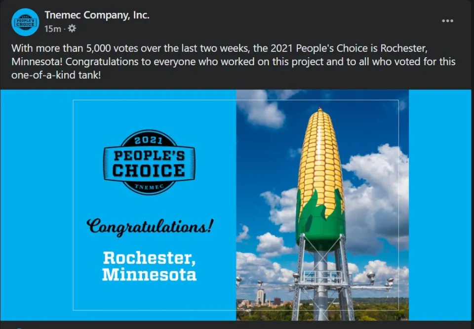 People's Choice Award for the Ear of Corn Water Tower by the Tnemec Company