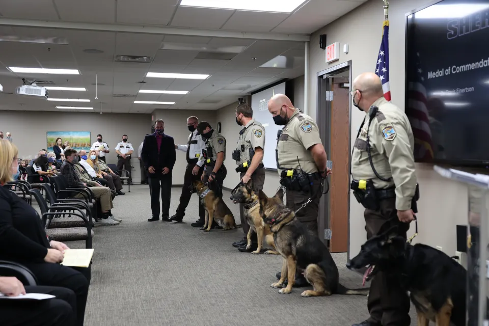 Members of the Sheriff's Office K9 Program at the Awards Program