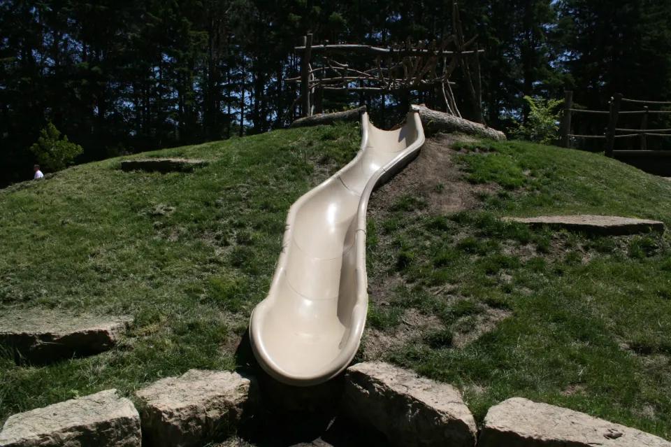 Playscape fort hill slide at Oxbow Park