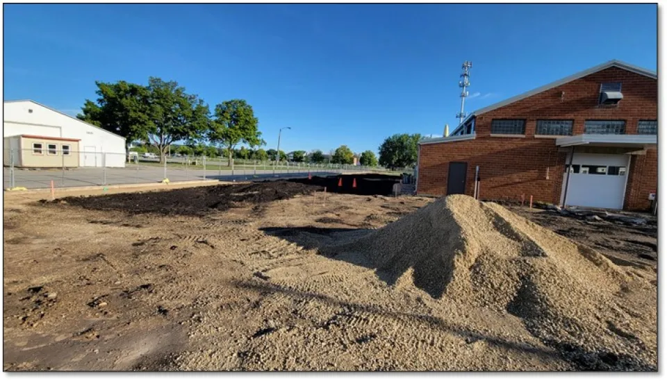 Phase one of the Graham Park outdoor event plaza project. Picture taken August 2022.