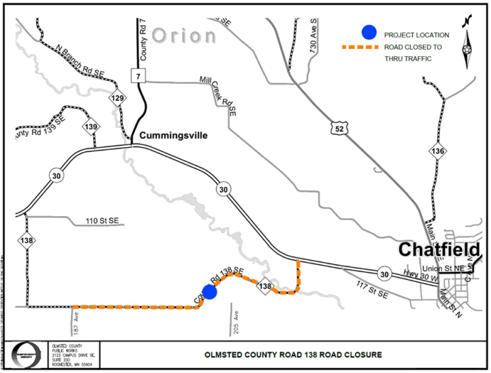 CR 138 Road Closure Map