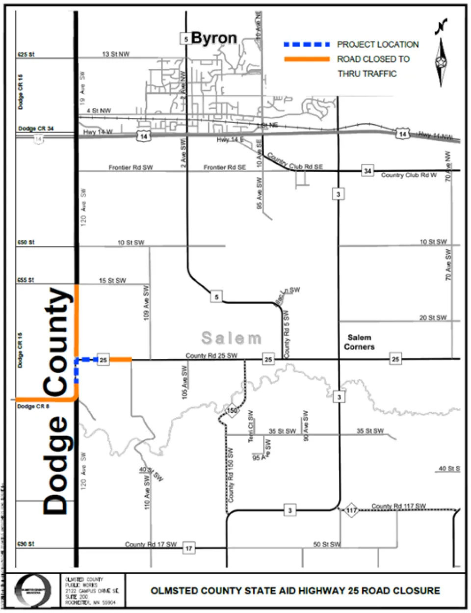 CSAH 25 Road Closure Map