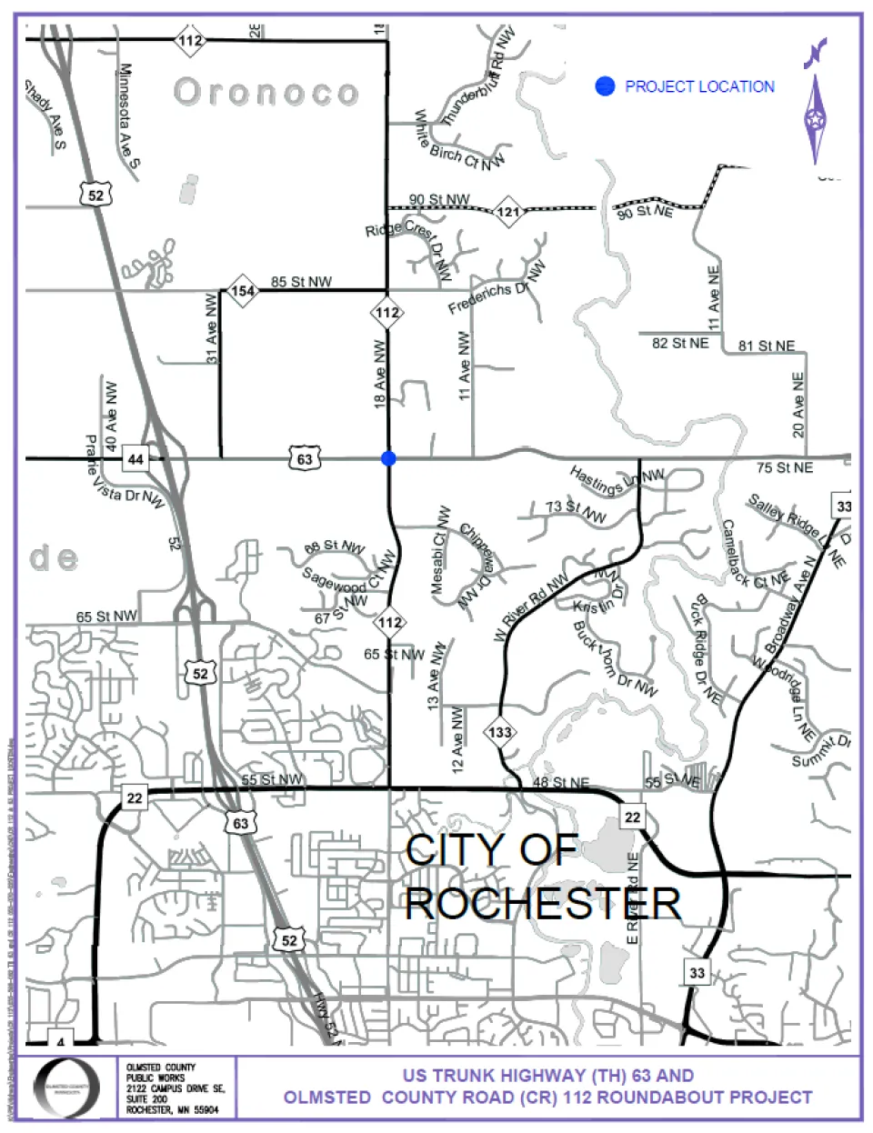 TH 63 and CR 112 Roundabout Project Map