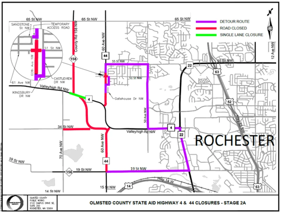 CSAH 4 and 44 Closure Map