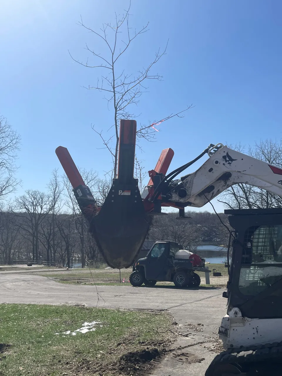 Tree Spade at Chester Woods Park with a tree