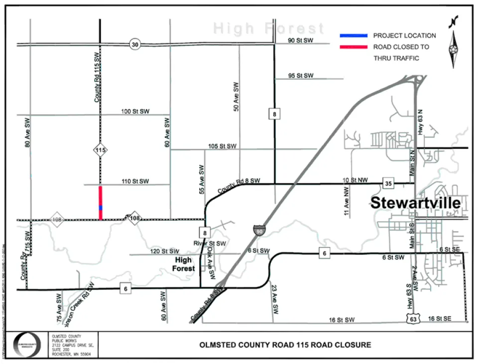 CR 115 Road Closure Map