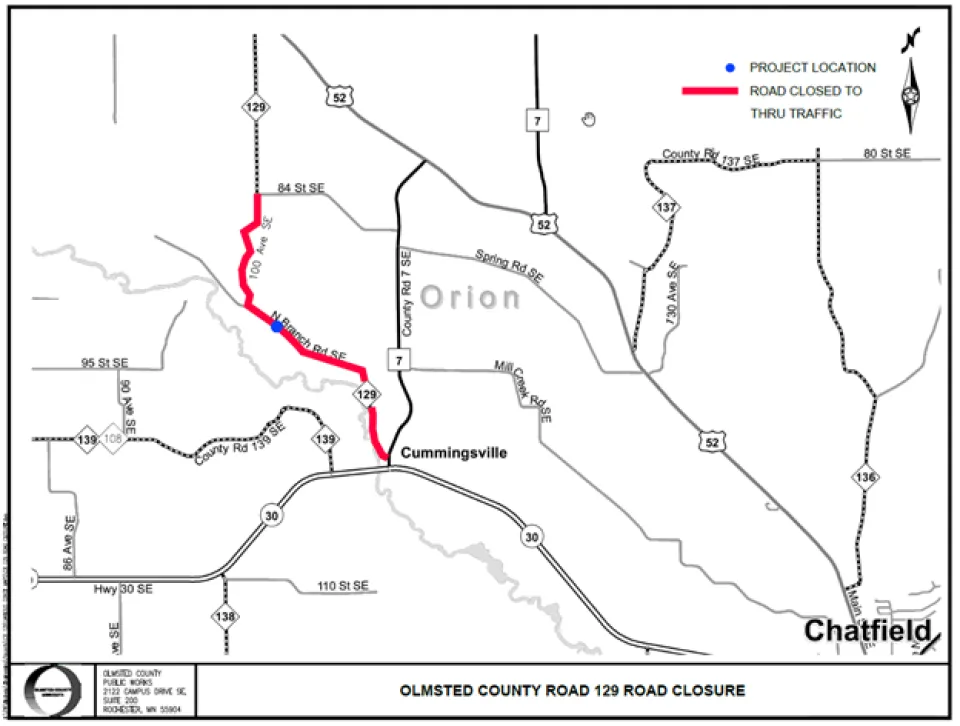 CR 129 Road Closure Map