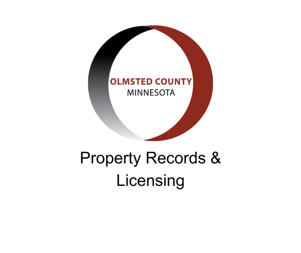 Olmsted County logo. Property Records & Licensing below the logo.