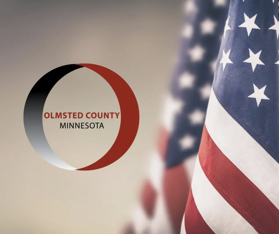 Olmsted County logo. American flag