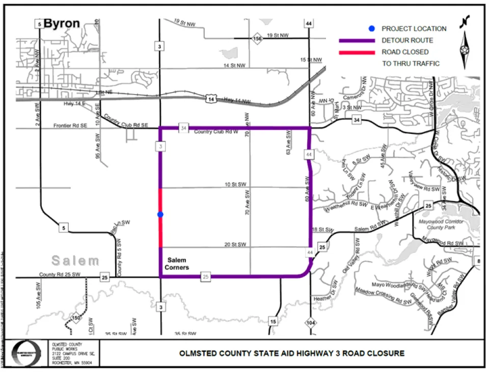 CSAH 3 Road Project map