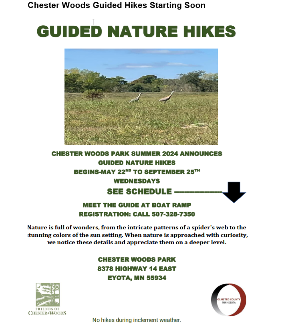 Friends of Chester Woods Guided Hikes Flyer