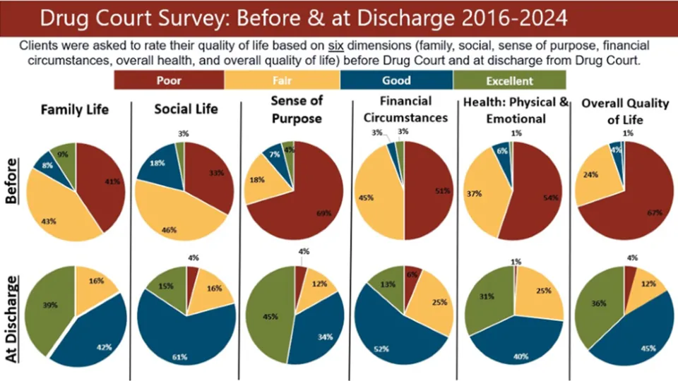 Graphs featuring drug court graduates who completed drug court