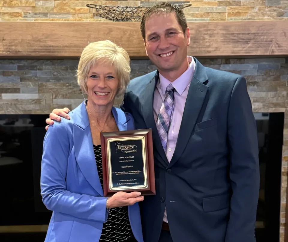 Minnesota Transportation Alliance honors former Olmsted County Division Administrator Kaye Bieniek