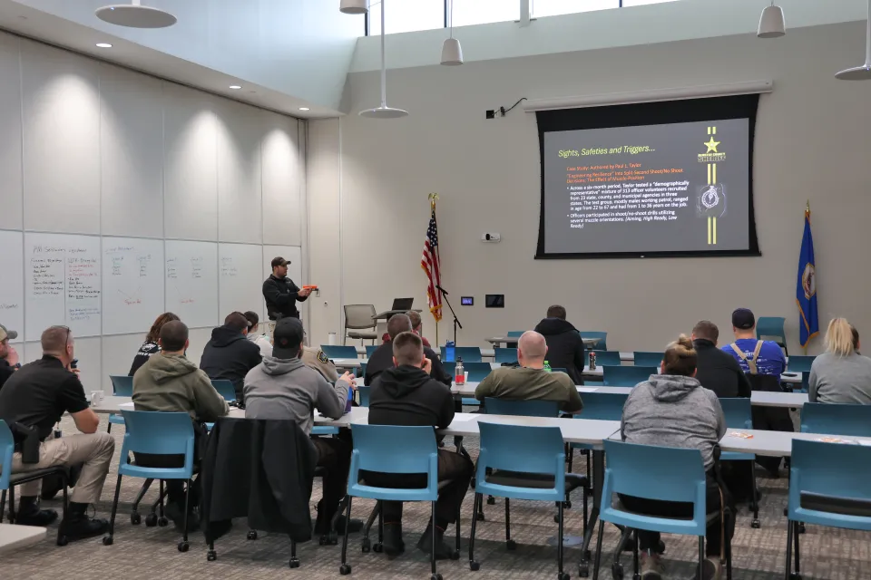 Instructor presents in front of class