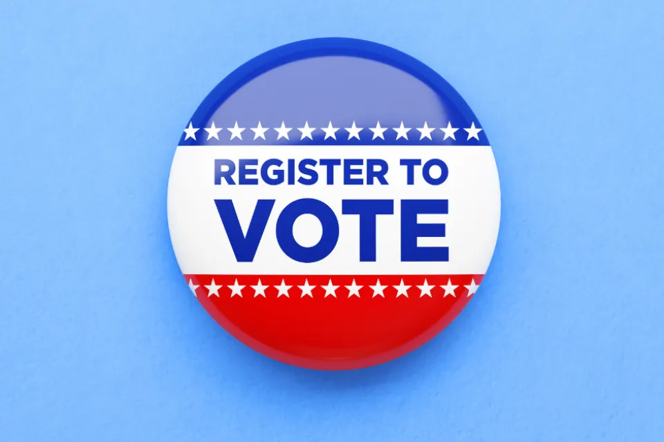 Register to Vote on a button. 