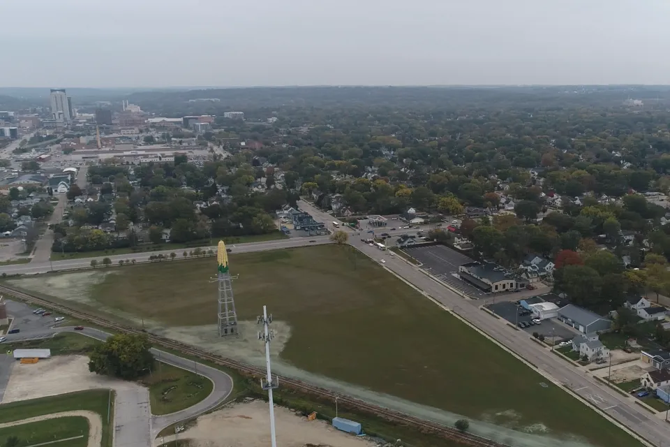 Aerial view of the Seneca property